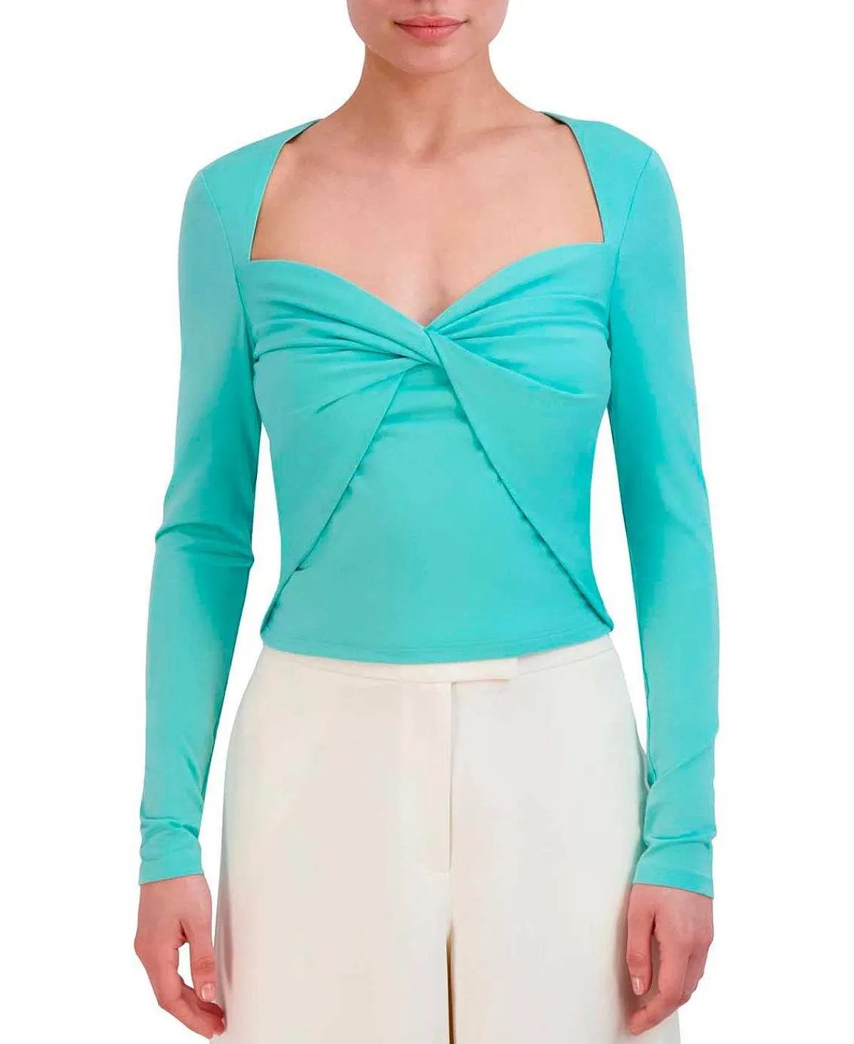 Cheap Wide Sleeve Drapeed Effect Blouse Women Tops