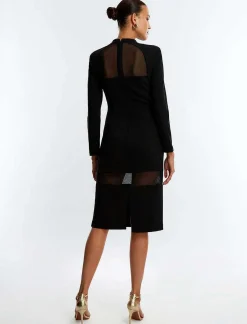 Shop Wide Sleeve Midi Dress With Transparency Women Night