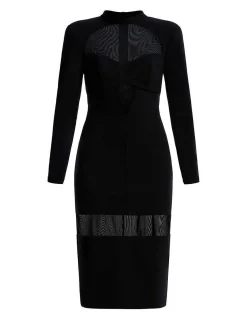Shop Wide Sleeve Midi Dress With Transparency Women Night