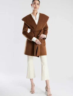 Best Wrapping Wool Shelter With Capucha And Violet Lazo Women Outerwear