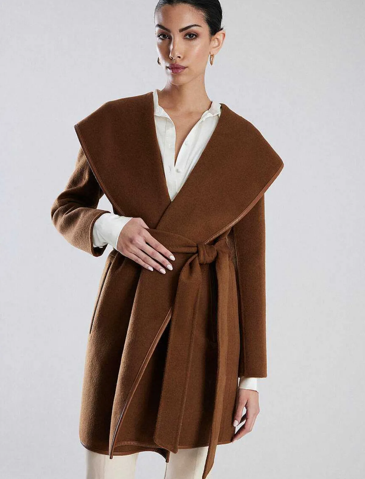 Best Wrapping Wool Shelter With Capucha And Violet Lazo Women Outerwear